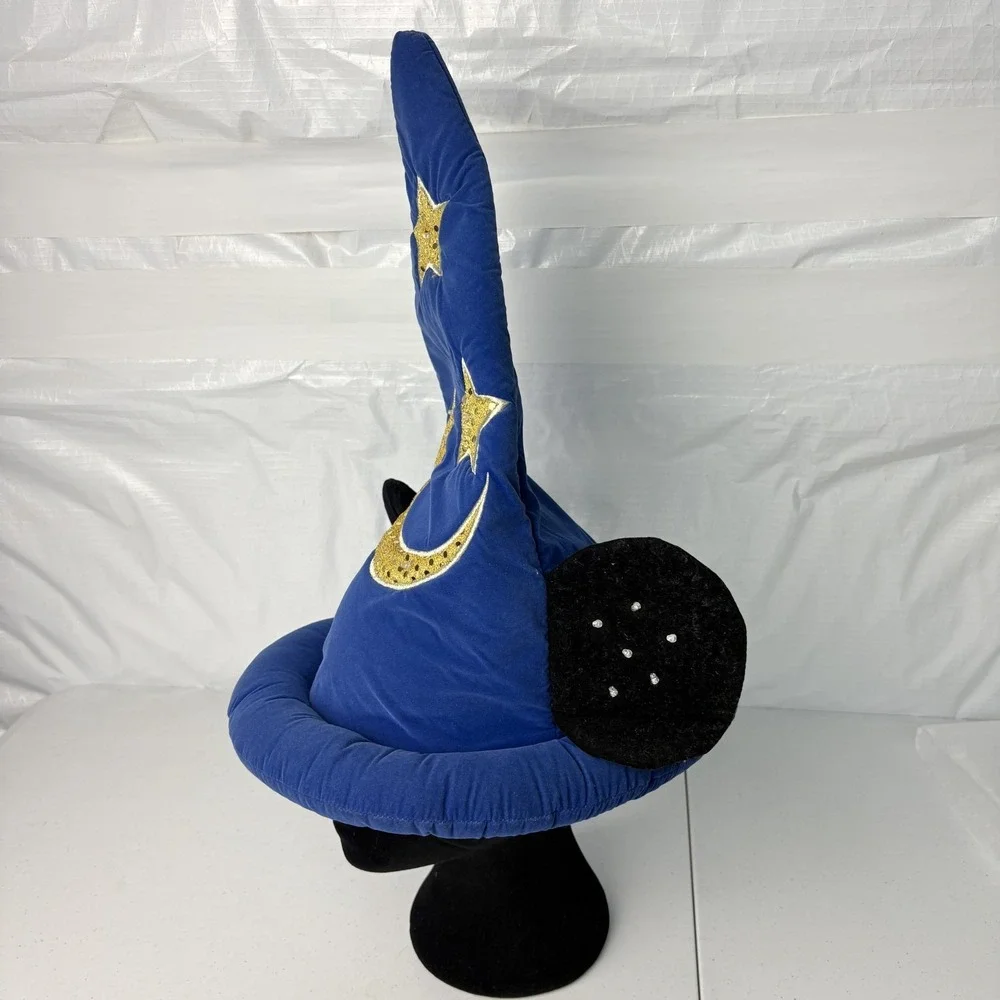 Walt Disney World Fantasia Blue & Gold Flashing Light Sorcerer Wizard Hat